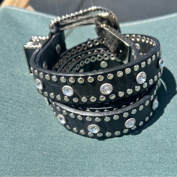 Nocona Belt Co Embellished Western Leather Black Belt Size Medium Good Condition - Picture 2 of 14